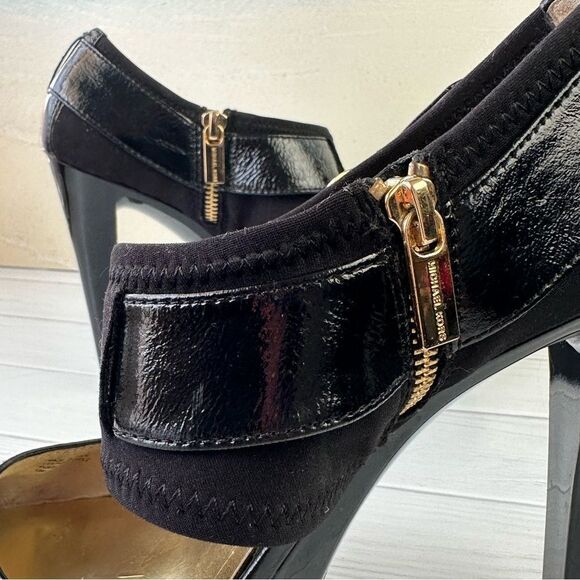 Michael Kors Morgen Black Patent High Heel Peep Toe Platform Sz 10 - Picture 5 of 10